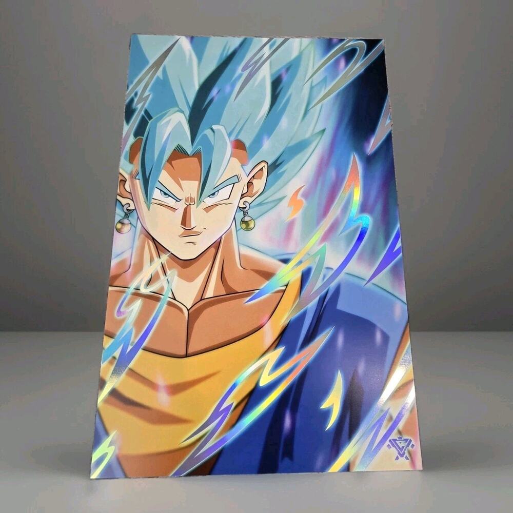 Dragon Ball Z Anime Poster Holographic Vegito in Super Saiyan Blue Goku Vegeta
